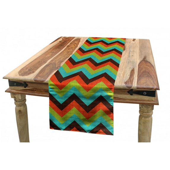 Chevron Table Runner, Vintage Zigzag Pattern Royal Jagged Regular Limitless Simple Traces Art Work, Dining Room Kitchen Rectangular Runner, 3 Sizes, by Ambesonne