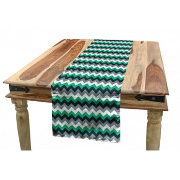 Chevron Table Runner, Zig Zag Symmetric Arrows Striped Pattern in Vibrant Color Artisan Print, Dining Room Kitchen Rectangular Runner, 3 Sizes, by Ambesonne
