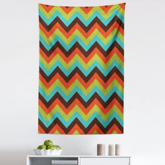 Chevron Tapestry, Vintage Zigzag Pattern Royal Jagged Regular Limitless Simple Traces Art Work, Fabric Wall Hanging Decor for Bedroom Living Room Dorm, 5 Sizes, Multicolor, by Ambesonne