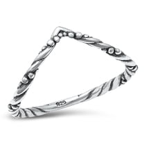 Chevron Thin V Shape Rope Ring 925 Sterling Silver Band Jewelry Female Male Unisex Size 7