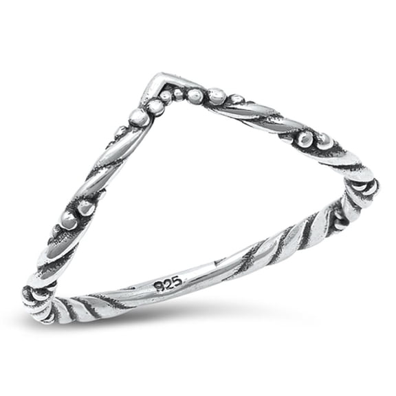 Chevron Thin V Shape Rope Ring 925 Sterling Silver Band Jewelry Female Male Unisex Size 7