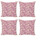 thumbnail image 1 of Chevron Throw Pillow Cushion Case Pack of 4, Colorful Geometric Herringbone Patchwork Pattern with Dotted and Checkered Tiles, Modern Accent Double-Sided Print, 4 Sizes, Multicolor, by Ambesonne, 1 of 2