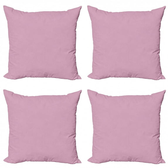 Chevron Throw Pillow Cushion Case Pack of 4, Modern Abstract Geometric Design Diagonal Stripes Monochrome Composition, Modern Accent Double-Sided Print, 4 Sizes, Magenta and White, by Ambesonne