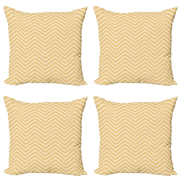 Ambesonne Chevron Throw Pillow Cover 4 Pack, Vintage Zig Zag, 20", Apricot Peach