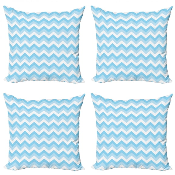 Ambesonne Antique Throw Pillow Cover 4 Pack, Sealife Aqua Zig Zag, 20", Pale Blue Pale Blue