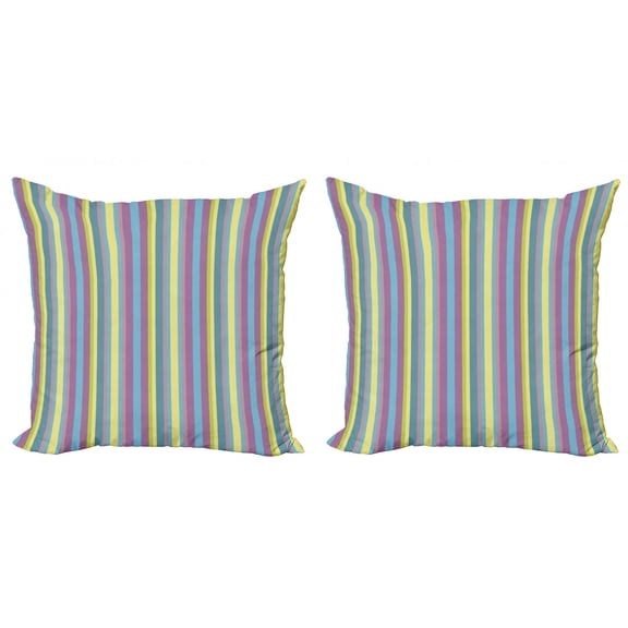 Ambesonne Chevron Throw Pillow Cover 2 Pack, Colorful Zigzag Lines, 20", Multicolor