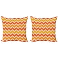 thumbnail image 1 of Ambesonne Orange Throw Pillow Cover 2 Pack, Wavy Geometrical Vintage, 18", Orange Yellow Cream, 1 of 2
