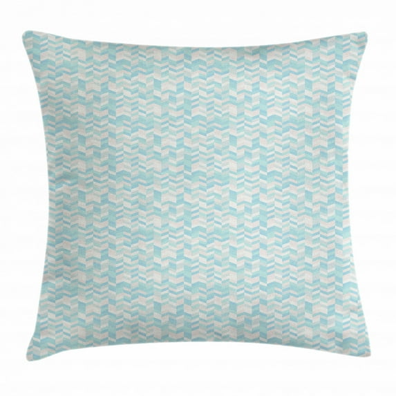 Chevron Throw Pillow Cushion Cover, Pastel Blue Colors with Creative Simplistic Composition of Stripes Modern Pattern, Decorative Square Accent Pillow Case, 16 X 16 Inches, Multicolor, by Ambesonne