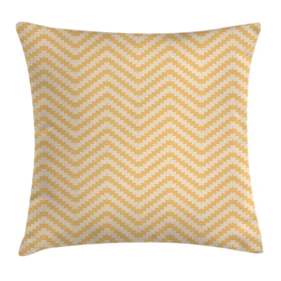 Chevron Throw Pillow Cushion Cover, Zig Zag Pattern with Stylized Lines Skewed Squares Vintage Geometrical Design, Decorative Square Accent Pillow Case, 18 X 18 Inches, Apricot Peach, by Ambesonne