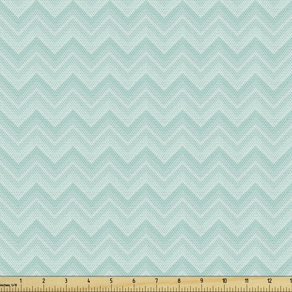 Ambesonne Chevron Fabric by the Yard Upholstery, Pastel Simple Art Zigzags, 5 Yards, Pale Seafoam Mint Green