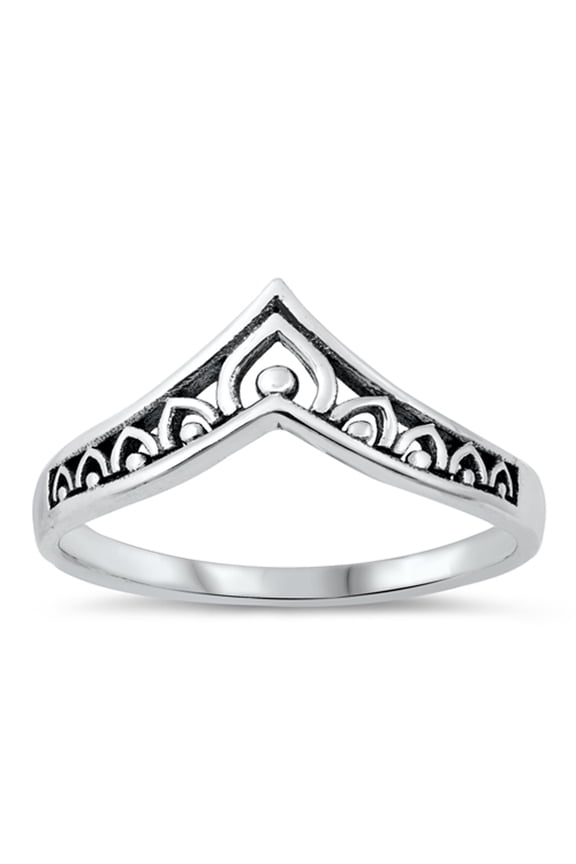 Chevron V Shape Filigree Ring .925 Sterling Silver Band Jewelry Female Male Unisex Size 5
