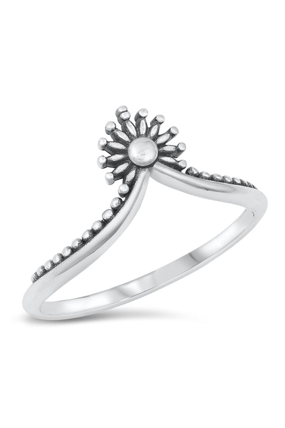 Chevron V Shaped Bali Sun Ring .925 Sterling Silver Band Jewelry Female Male Unisex Size 4