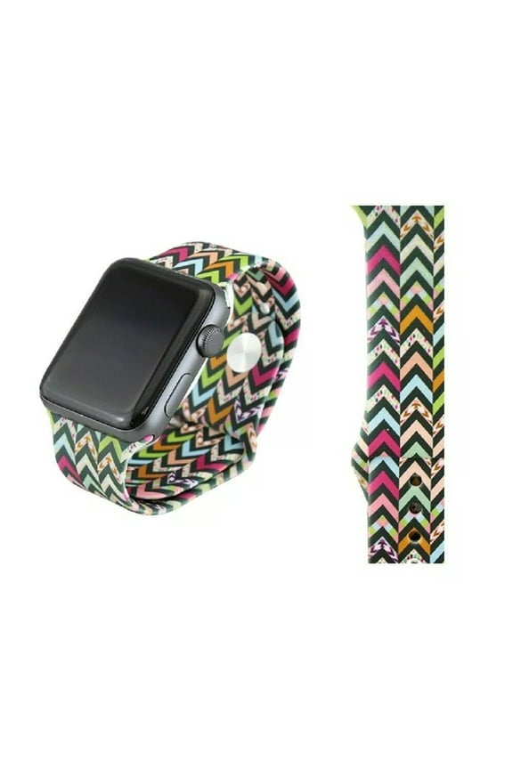 Chevron Watch Strap Arrow Stripes Silicone Replacement Wrist Band 42MM
