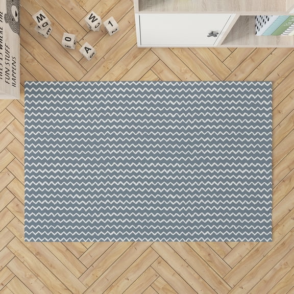 Chevron Wave Blue Kids Play Mat