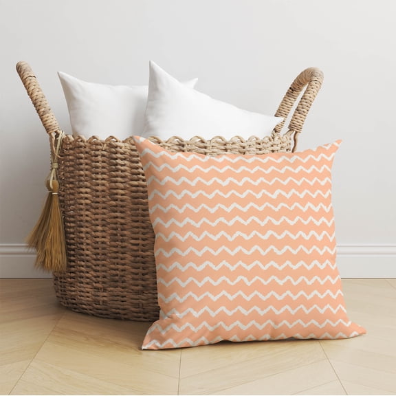 Chevron Wave Peach Throw Pillow