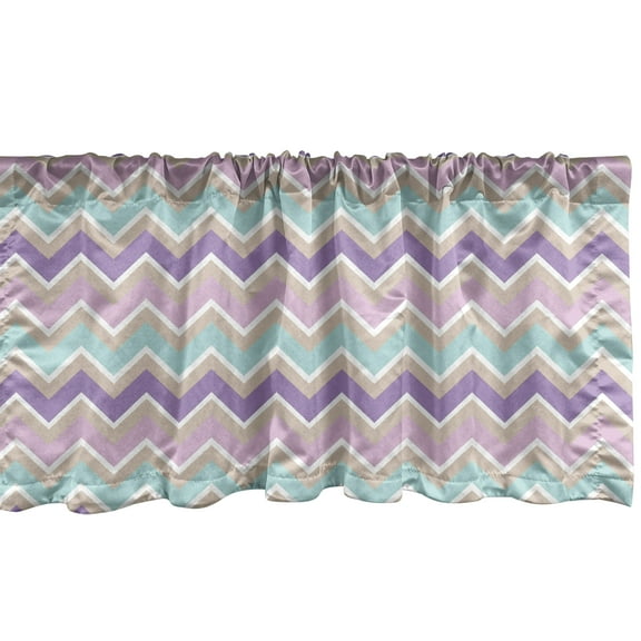 Ambesonne Chevron Valance Pack of 2, Pastel Tones Zigzags, 54"X18", Multicolor