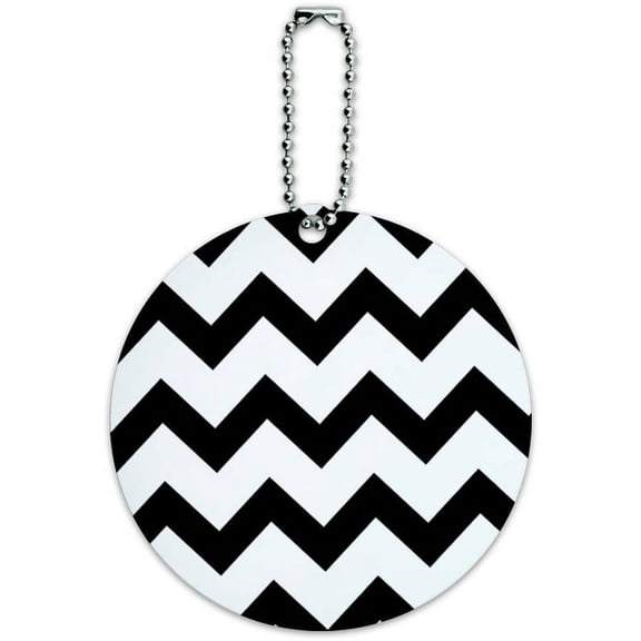 Chevrons Black Round Luggage ID Tag Card for Suitcase or Carry-On