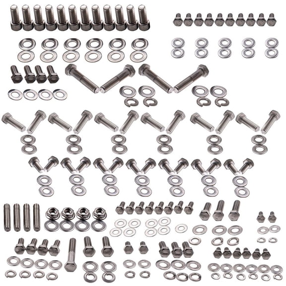 Chevy 302/305/307/327/350 Engine Cylinder Head Stud Kit - Allen Socket Head Bolts, 304 Stainless Steel, Mil-Spec Washers, Corrosion Resistant, Replacement for Engine Components