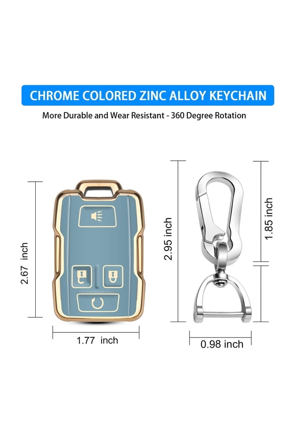 for Chevy 360 Degree Protector Key Fob Cover with Keychain Compatible with Chevrolet 2014-2021 LT GMC Sierra Canyon Yukon Suburban Tahoe Silverado Colorado (3/4/5/ Button) Smart Key