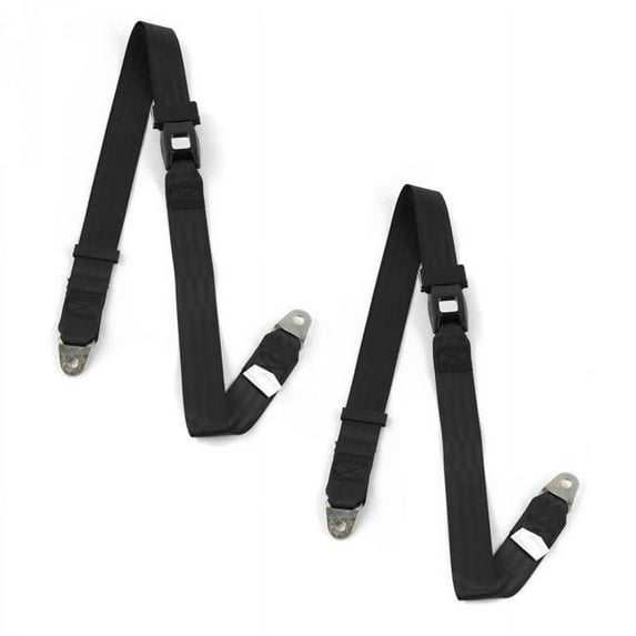 Chevy Bel Air 1955-1957 Standard 2 Point Black Lap Bucket Seat Belt Kit - 2 Belts