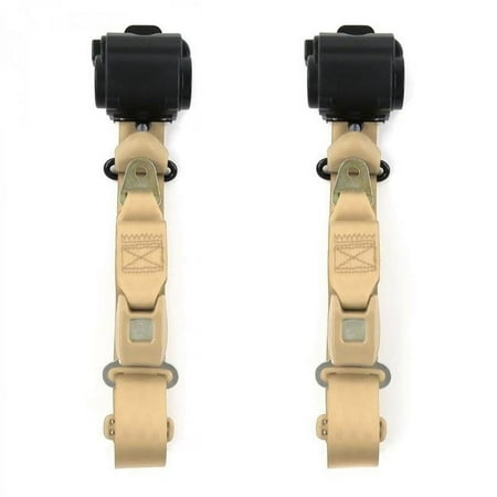 Chevy Bel Air 1955-1957 Standard 3 Point Tan Retractable Bucket Seat Belt Kit - 2 Belts
