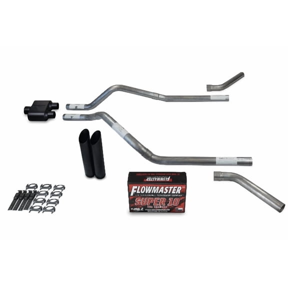 Chevy Blazer 00-04 2.5" Dual Exhaust Kits Flowmaster Super 10 Black Tip Corner