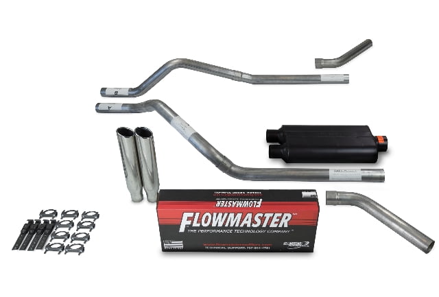 2.5" Dual Exhaust Kit For 63-72 Chevy C10, C20, GMC - No Muffler, Corner Exit, Mandrel Bent