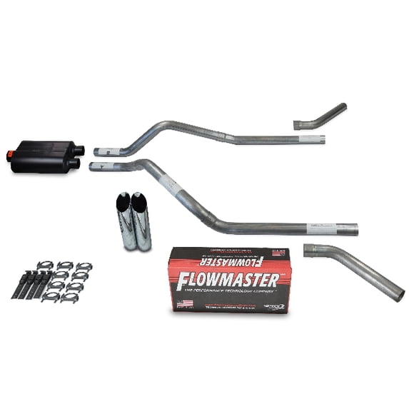 Chevy Blazer 95-99 2.5" Dual Exhaust Kits Flowmaster Super 40 Slash Tip Corner