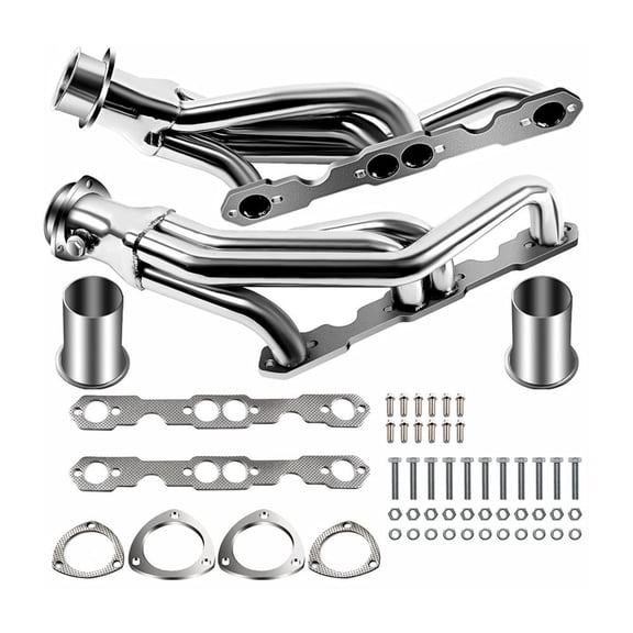 Chevy Blazer/C1500 5.0L Racing Header Exhaust - Stainless Steel, Chrome Finish - 1.5"/3" Inlet/Outlet - Front - OEM: [SKU]