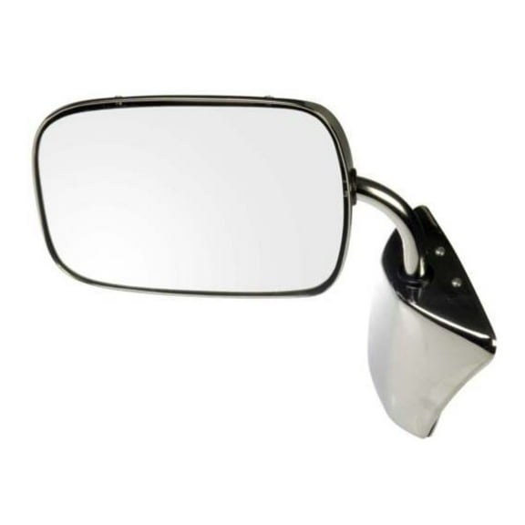 For Chevy Blazer 1990 1991 Door Mirror Driver OR Passenger Side | Single Piece | Plastic Housing | Chrome | Manual Adjust | Non-Heated | Stainless Clamshell Style | Replacement For GM1320103