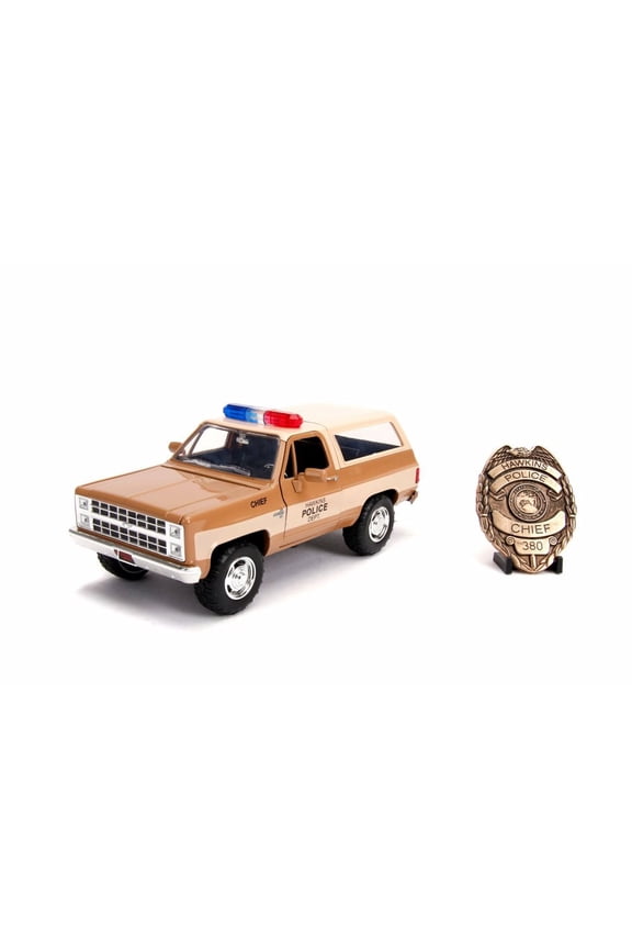 Chevy Blazer with Police Badge, Stranger Things- Hopper's Police Car - Jada 31111 - 1/24 scale Diecast Model Toy Car
