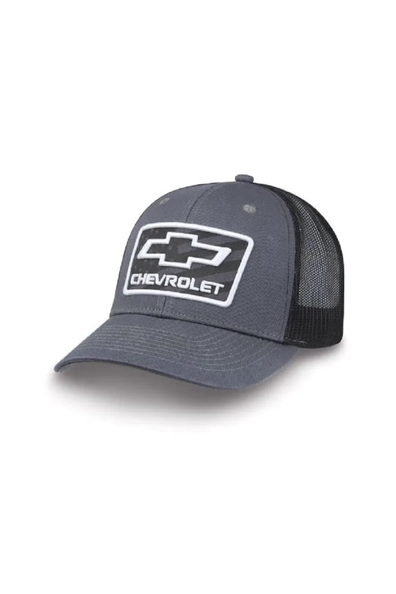 Chevy Bowtie American Flag Gray and Black Mesh Hat - Adult Size