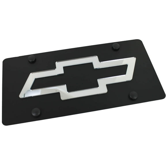 Chevy Bowtie Logo License Plate (Silver on Black)