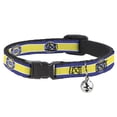 thumbnail image 1 of Chevy Breakaway Cat Collar With Bell, Plastic Clip, Easy Adjustable, Chevrolet Super Service Logo Stripe Blue White Yellow, 8.5 to 12 Inches 0.5 Inch Wide, 1 of 5