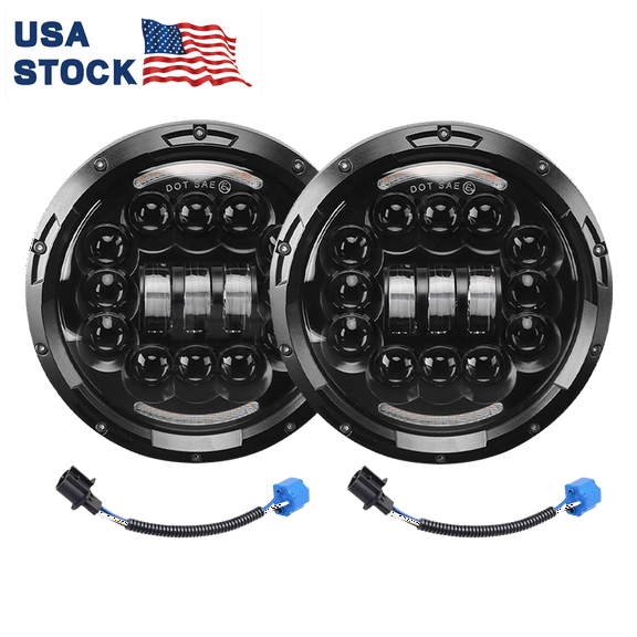 for Chevy C10 C20 Suburban 1967-1980 7 Inch Round Headlight Assembly with High/Low Beam DRL/Turn Signal Halo Ring, DOT Approve , H6024 LED Sealed Beam Headlights, Plug & Play(Pack of 2)