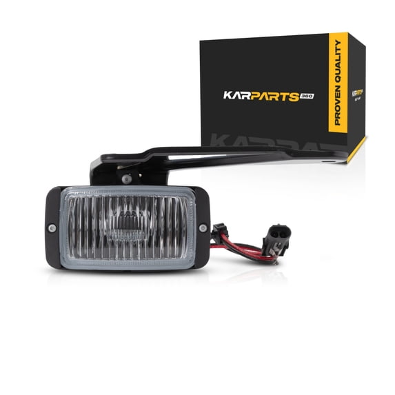 For Chevy C1500/C2500/C3500 1990 1991 1992 1993 Fog Light Passenger Side | Rectangular | With Mounting Bracket | Chrome Housing | Clear Lens | Replacement For GM2593106 | 16524928
