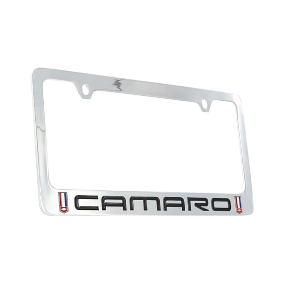 Chevy Camaro (1982-2002) Red, White and Blue Logo Chrome Plated Brass License Plate Frame