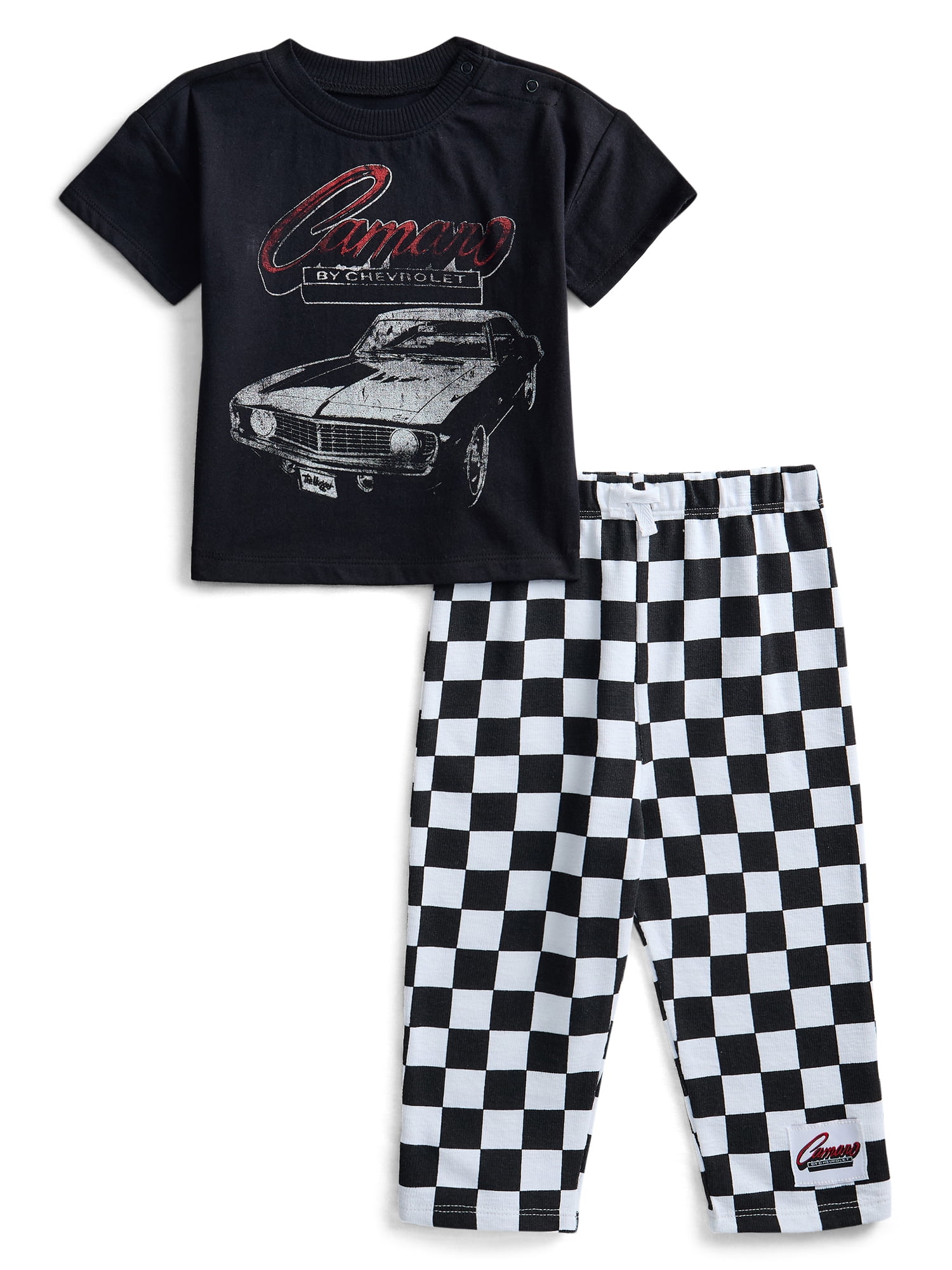 Chevy Camaro Baby Boys Graphic Tee and Checkered Print Pants Set, 2-Piece, Sizes 0/3M-24M