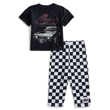 Chevy Camaro Baby Boys Graphic Tee and Checkered Print Pants Set, 2-Piece, Sizes 0/3M-24M