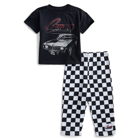Chevy Camaro Baby Boys Graphic Tee and Checkered Print Pants Set, 2-Piece, Sizes 0/3M-24M