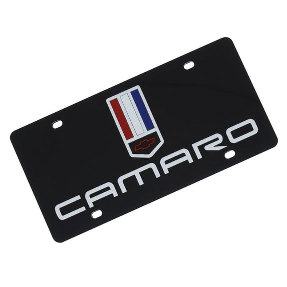 Chevy Camaro Dual Logo License Plate (Black)
