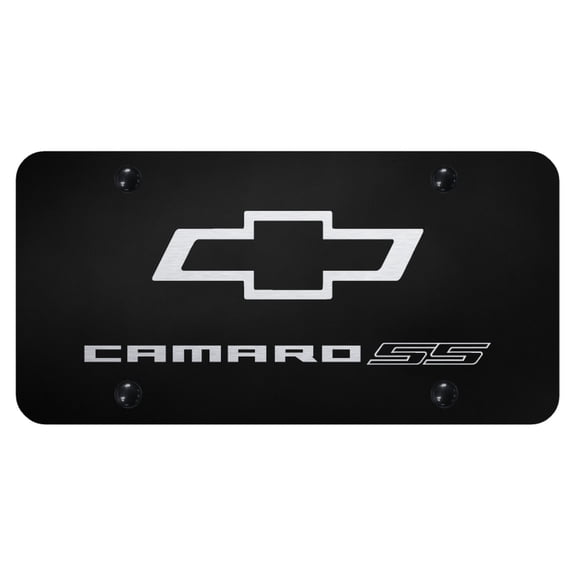 Chevy Camaro SS Laser Etched Logo License Plate (Rugged Black)
