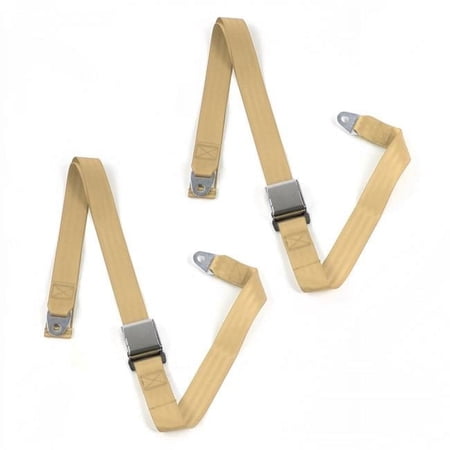 Chevy Cavalier 1982-1994 Airplane 2 Point Tan Lap Bucket Seat Belt Kit - 2 Belts