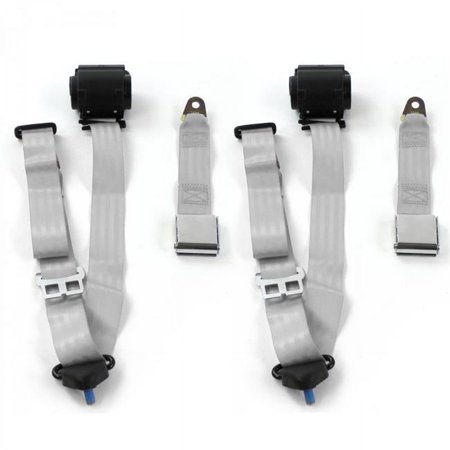 Chevy Chevelle 1964-1967 Airplane 3 Point Gray & Grey Retractable Bucket Seat Belt Kit - 2 Belts