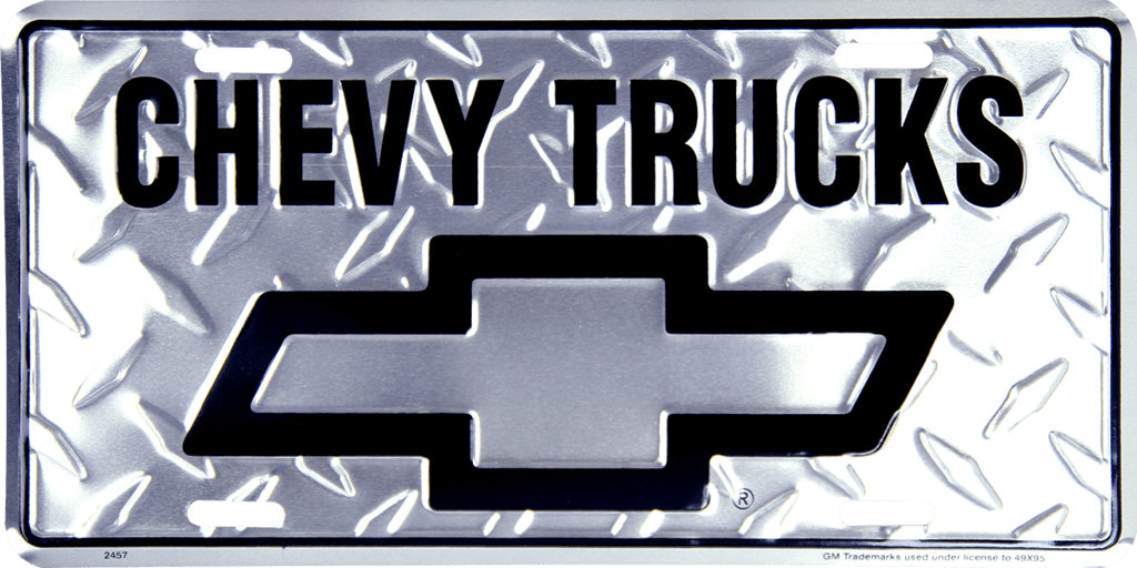 Chevy Chevrolet Trucks Diamond 6"x12" Aluminum License Plate Tag