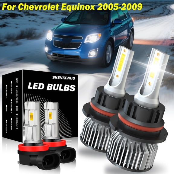 For Chevy Equinox 2005 2006 2007 2008 2009 LED 9007 Headlight Hi-Lo Beam + H11 Fog Light Bulbs Kit White 4x