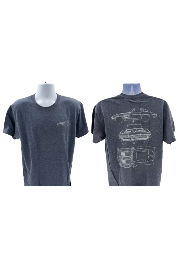 Chevy Corvette Blueprint Stone Heather Blue T-Shirt
