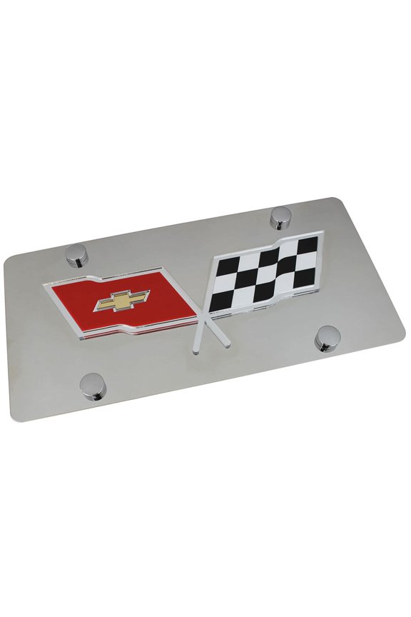 Chevy Corvette C3 Logo License Plate (Chrome)