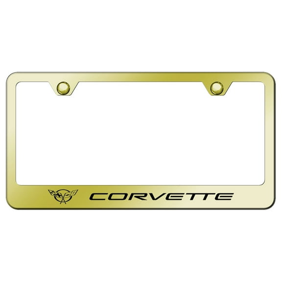 Chevy Corvette C5 Laser Etched Logo Stainless Steel License Plate Frame (Gold)