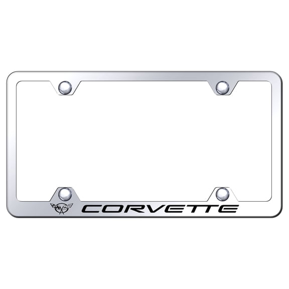 Chevy Corvette C5 Laser Etched Logo Wide Body License Plate Frame (Chrome)
